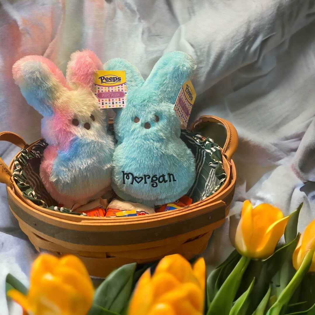 Personalized Peep Bunny, Plush Bunny, Easter Basket Stuffer, Easter