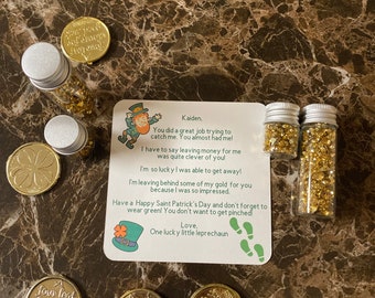 Personalized Leprechaun Gold Coins & Note - St. Patrick's Day Gift