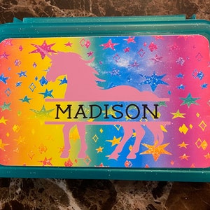 Personalized Unicorn Pencil Box: Rainbow Back to School Supplies