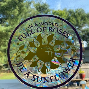 Holographic Sunflower Suncatcher: Prismatic Window Cling Decal