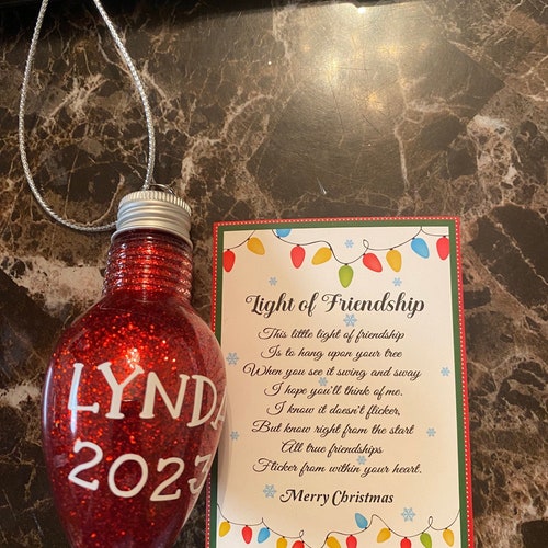 Personalized Glitter Lightbulb Ornament: Friendship Gift
