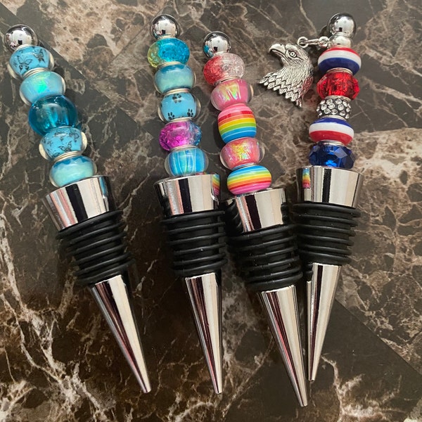 Beaded Wine Stopper, Gifts under 25, Wedding Gift, Wine Tasting Party Favor, Bar Tools, wine lover gifts, gift ideas for women, patriotic