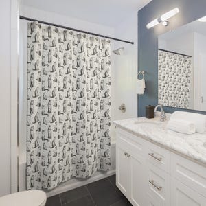 Artistic Cat Shower Curtain - Unique Bathroom Decor, Kitty Lover Gift, Cat Lady Bathroom Accessories, Whimsical Animal Print, Cool Cat Home