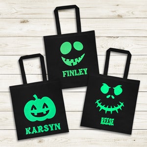 Personalized Trick or Treat Bag, Glow In The Dark Halloween Tote for Kids | Personalized Mermaid Tote Bag | Halloween gift | kids tote bag