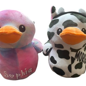 Personalized 6-Inch Easter Duckie or Cow Plush - Custom Name Plush Gift, Easter Gift For Kids, Custom Easter Plushies