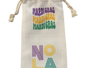 Wine bag | Wine bag with saying | NOLA gift | wine gift | Drawstring wine bag | Mardi Gras wine bag