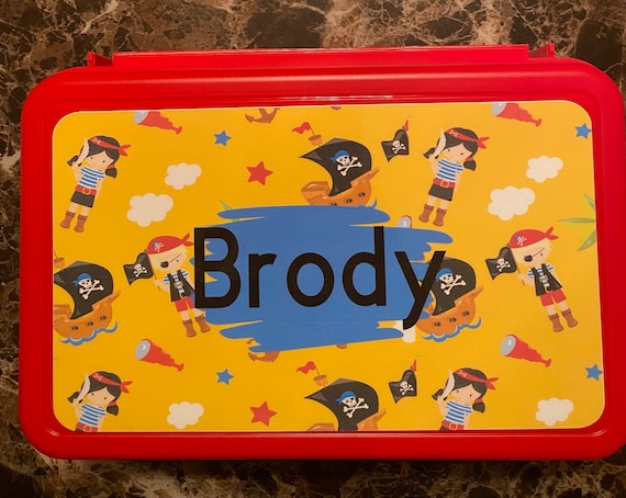 Customized Pencil Box, Back to School Supplies, Personalized Pencil Box,kindergarten,snack  Box, School Supply Box, Pirate Box, Pirate Pencil 