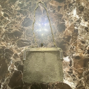 Vintage 1920s German Silver Coin Mesh Purse – Art Deco Evening Bag, Antique Flapper Accessory, Collectible Mesh Handbag