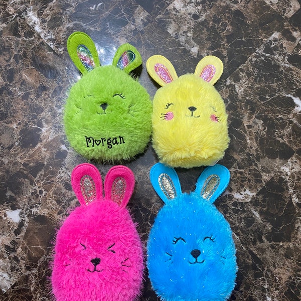 Personalized Egg Shaped Plush Bunny, Easter Basket Plush Bunny, Easter Plushie, Easter Basket Gift, Custom Plush Bunny, Easter Gift for kids