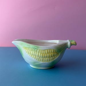 Vintage Teller Set | 6 Keramikschalen, Sauciere, Mid-Century-Neuheit Küchengeschirr