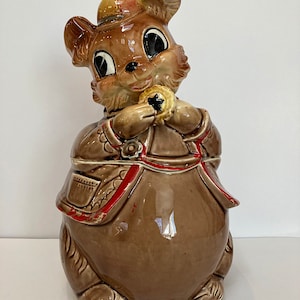 Vintage 1960s Royal Sealy Bunny with Cap Cookie Jar - Made in Japan