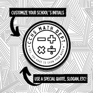 Set of 5 / Custom Math Department / Waterproof, Dishwasher Safe / Vinyl Stickers / Teacher Appreciation Gift