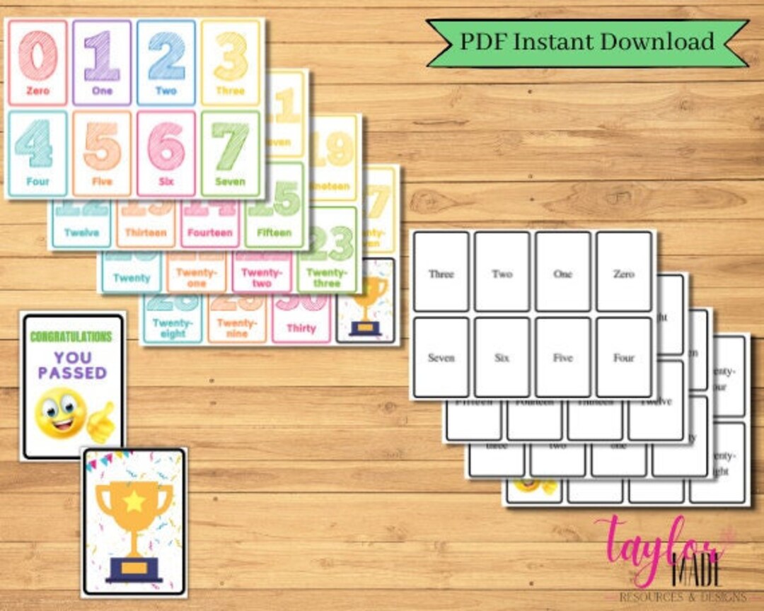 Numbers 1- 30 Flashcards| Toddler Preschool Education|printable Card ...