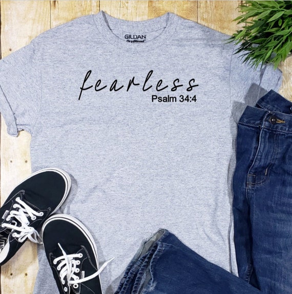 Retro Vintage Fearless In Psalm 34:4 Tshirt For Christians Retro Vintage Fearless In Psalm 34:4 Tshirt For Christians