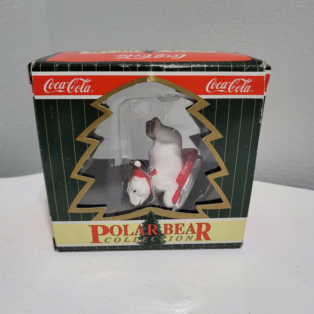 Cocacola Sledding Polar Bear Ornament Etsy