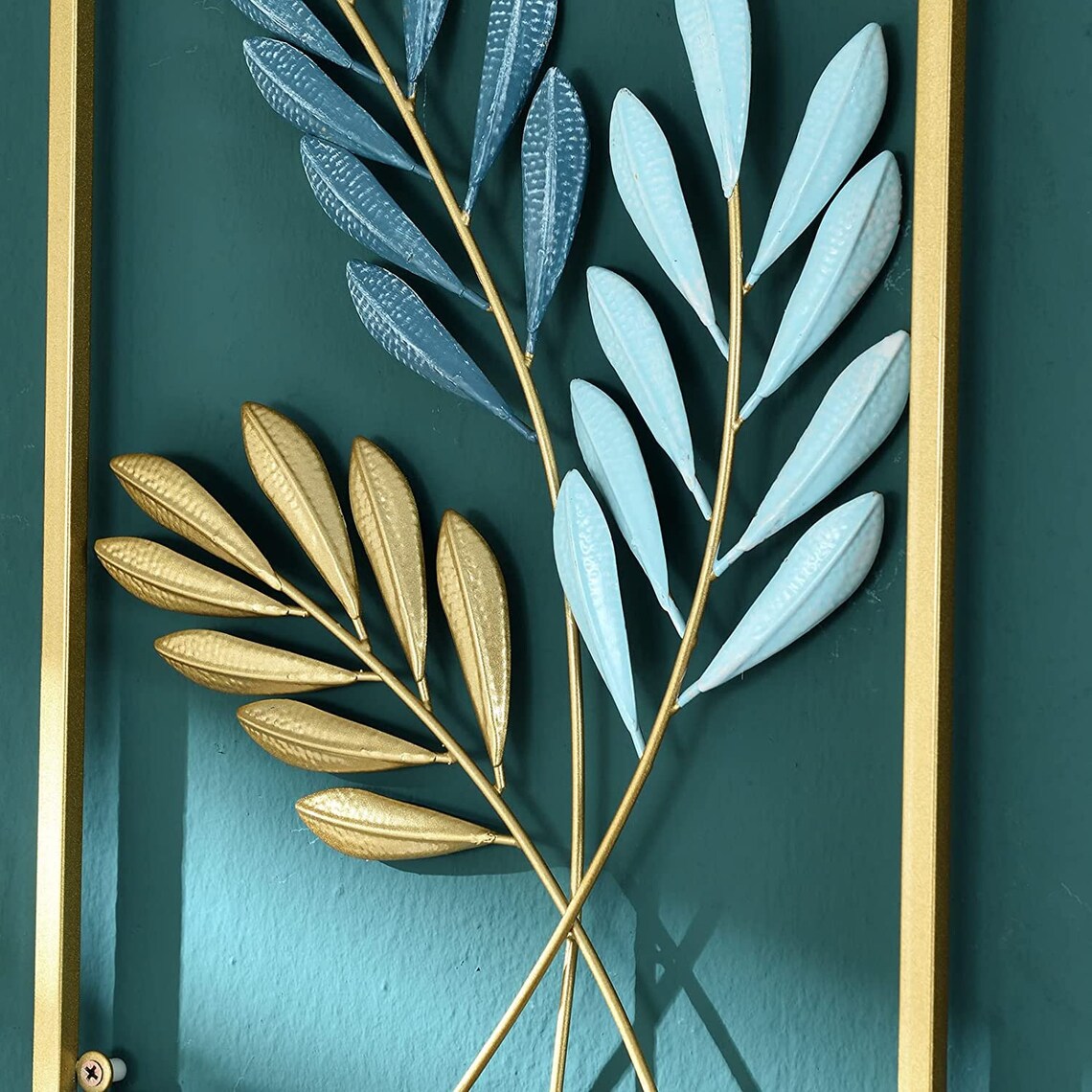 Set of 3 Gold Leaf Metal Wall Art Leaf Wall Decor Living Etsy