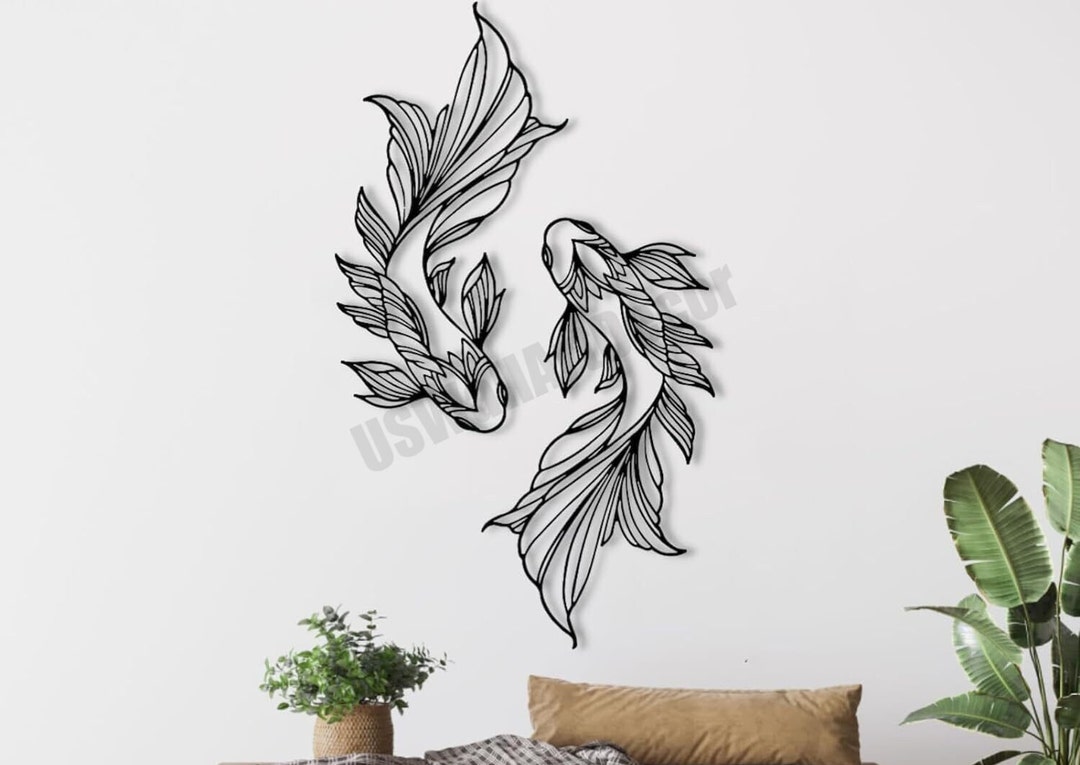 Metal Koi Fish Wall Art Metal Wall Decor Metal Wall Etsy