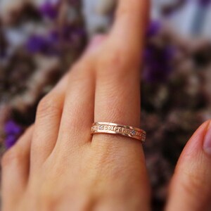 Anillo ortodoxo oriental chapado en oro para mujer, anillo de boda ortodoxo, joyería con letras cirílicas grabadas, anillo de oración de protección cristiana