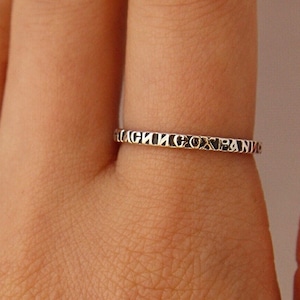 Thin Silver 925 Ring for Men & Women Cyrillic Letters Engraved, Russian Orthodox Ring, Protect Believer, Christian Eastern Orthodox Jewelry