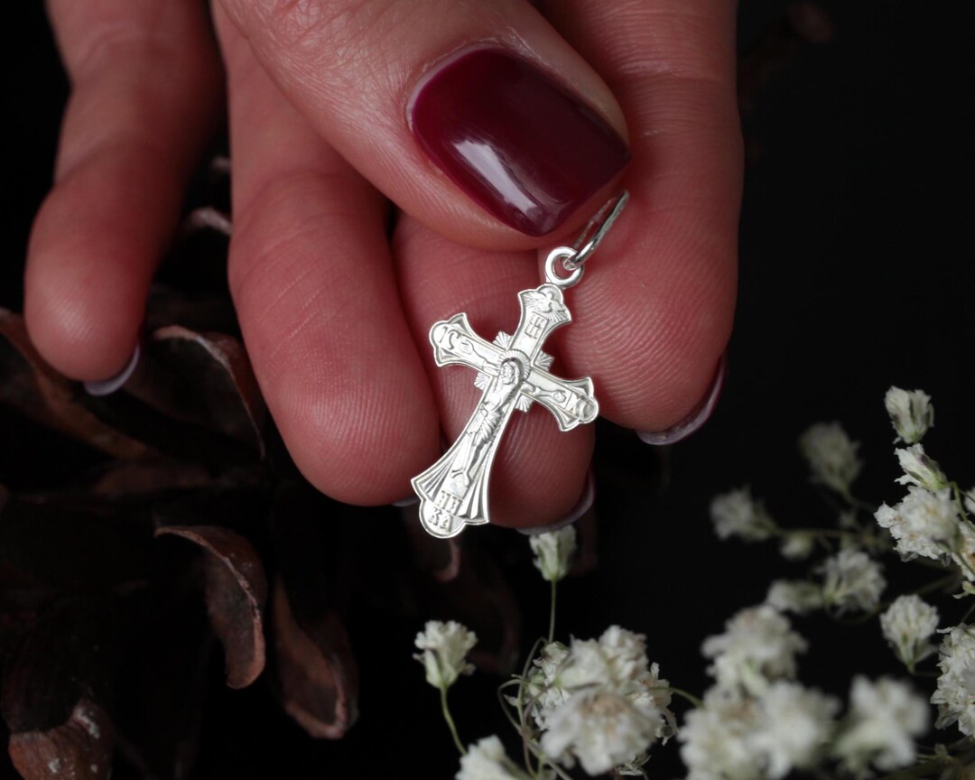 Small Orthodox Cross Pendant Sterling Silver 925, Russian Necklace ...