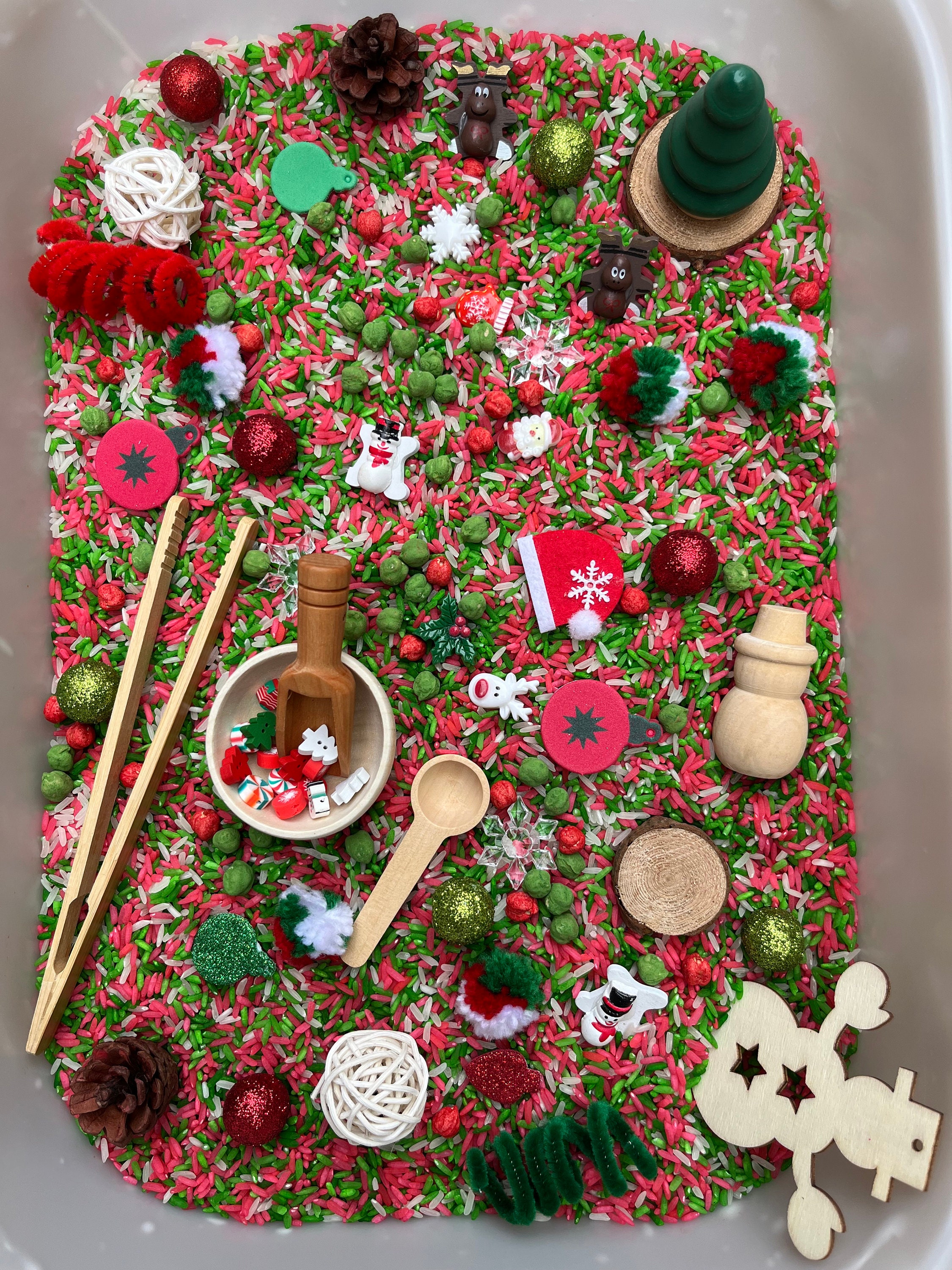  Sensory-N-Stuff Handmade Christmas Sensory Bin, Sensory Play,  Sensory Bins With Colored Rice, Christmas Sensory Bin For Children,  Christmas Gift Idea, Children Gift Idea : Handmade Products
