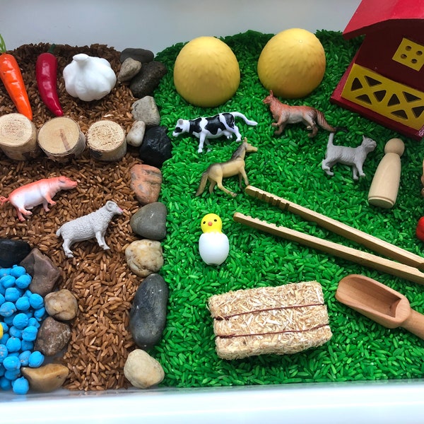 Farm Sensory Bin/Farm/Montessori/Children/Animals Sensory/Sensory Kit/Sensory Box/Sensory Play/Sensory Toys/Imaginative Play