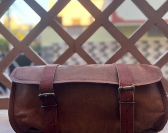 Sacoche trousse à outils de cadre en cuir pour vélo ancien