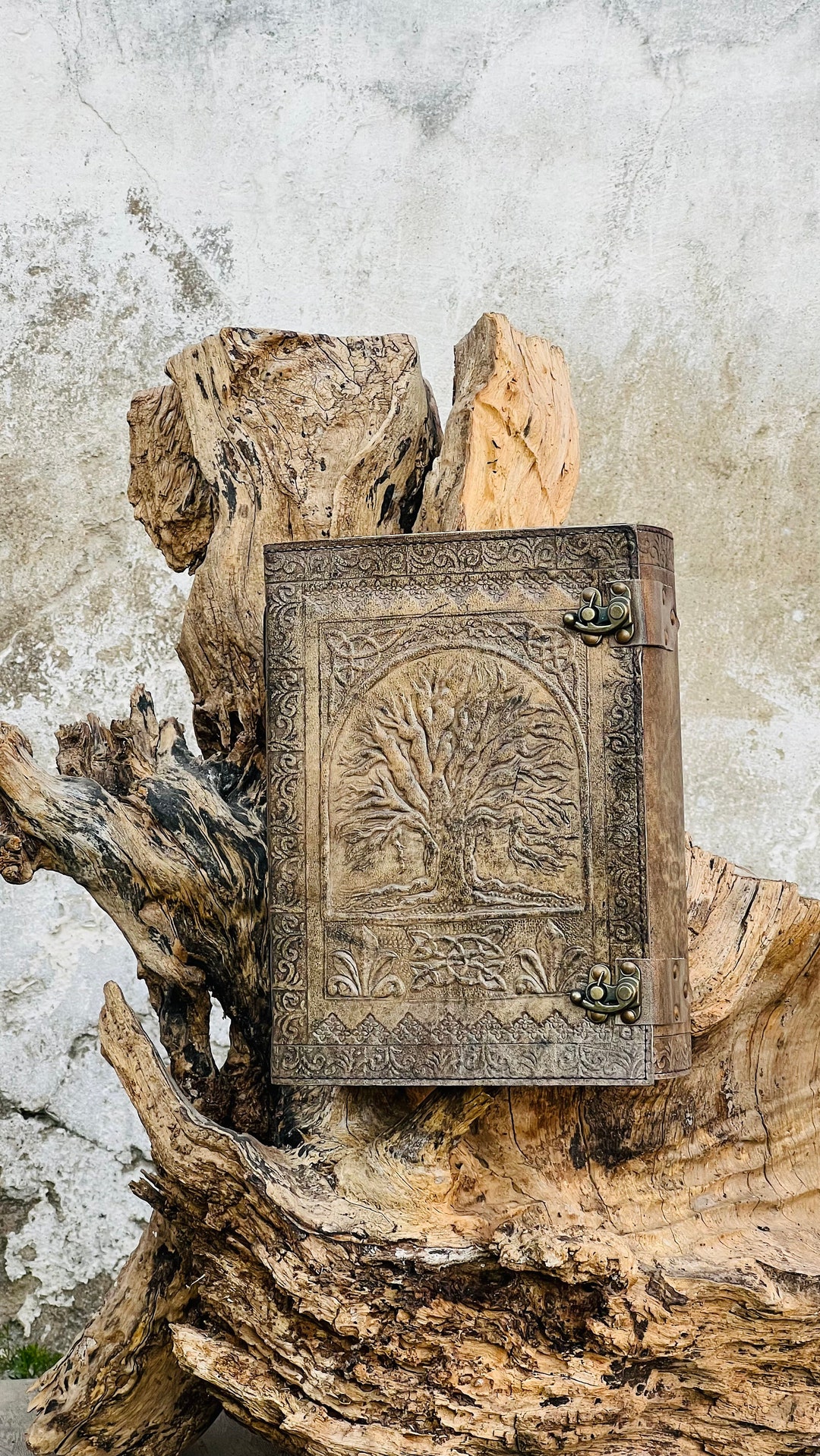 Embossed Tree of Life Leather Journal: Personalized Wiccan Sketchbook ...