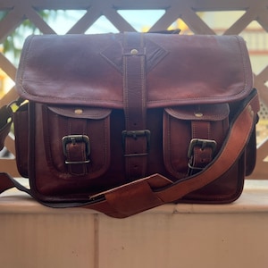 Sac de messager en cuir vintage de chèvre sacoche pour ordinateur portable sac à bandoulière sac en cuir meilleur cadeau pour hommes et femmes