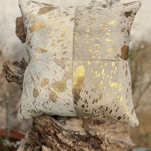 NEW Collection Cowhide Hair on Leather handmade Pillow cover white patchwork design Cushion Cover