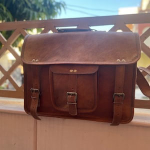 Sac messager vintage en cuir de chèvre Sac pour ordinateur portable Sac porte-documents Sac à bandoulière en cuir Meilleur cadeau pour homme et femme