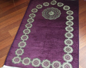 Etnisch chenille-gebedskleed: islamitische moslimgebedsmat (45 x 27 inch)