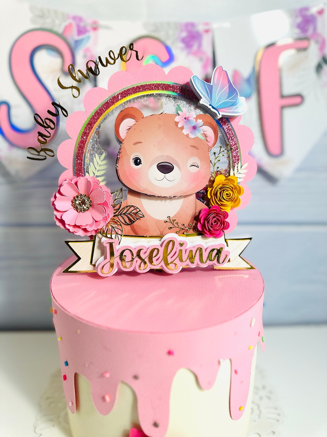 Teddy Bear Baby Shower Cake Topper | Personalized Cake Topper | Bear ...