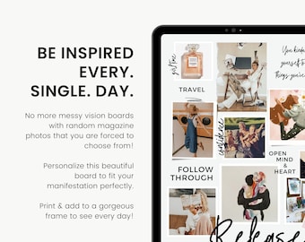 Calligraphy Digital Vision Board, 2024 Goal Planner, Downloadable Vision Board Party, Printable Goals