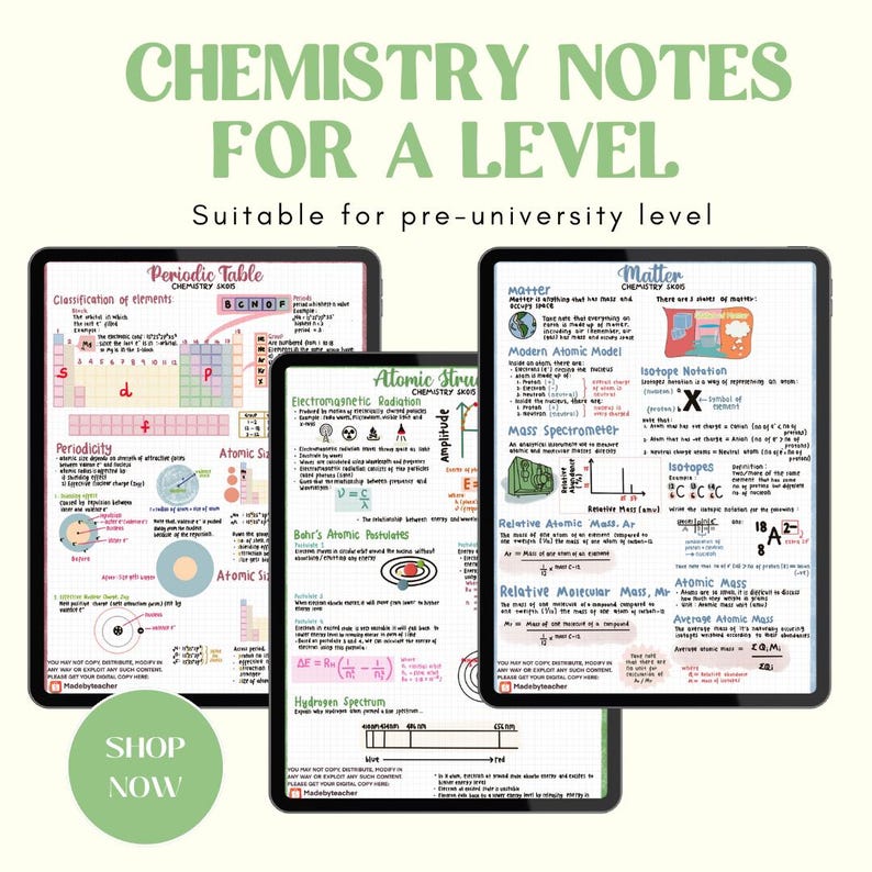Chemistry Notes for A Level / Foundation - Etsy