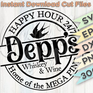 Depp's Whisky en Wijn | | Cricut Silhouet | Sublimatie | Bestanden knippen | Digitale download | Afdrukbare PNG 300 dpi