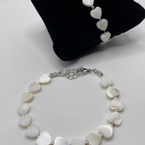 Muschel Armband Herz || Herz Armband || weißes Armband || silbern