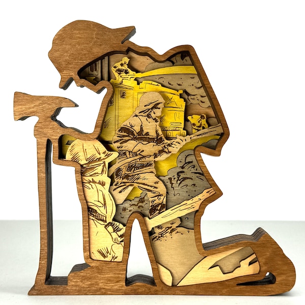 Firefighter 3D, Multilayer SVG, Laser ready files - 7 Layer Art Piece for Glowforge