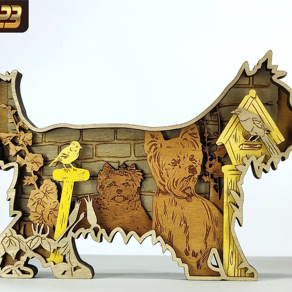 Dog SVG, Doggie, Laser cut files - 7 Layer Art Piece for Glowforge - Multi-layer