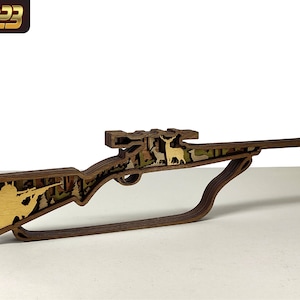 Deer Hunting Rifle SVG, Laser cut files - 6 Layer Art Piece for Glowforge