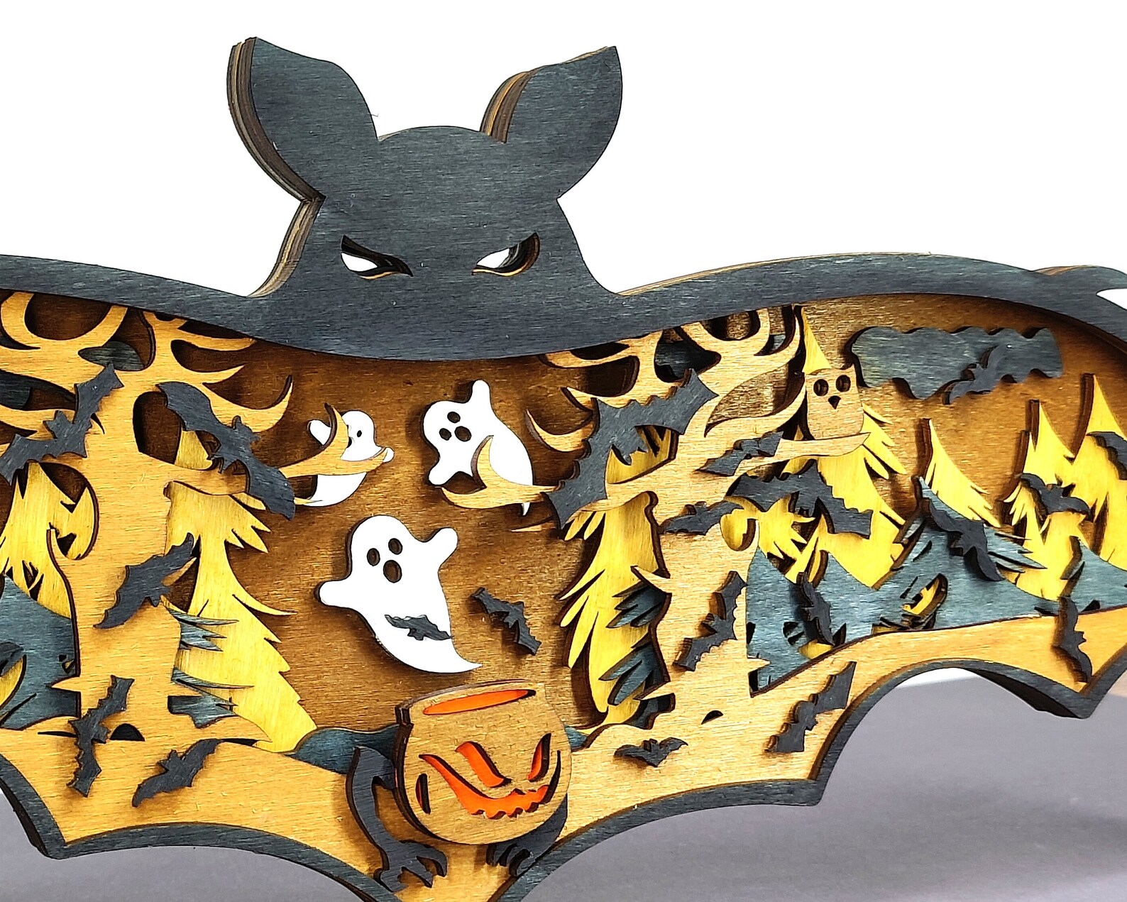 Black Bat Vampire Halloween Laser Cut Files 5 Layer Art Etsy