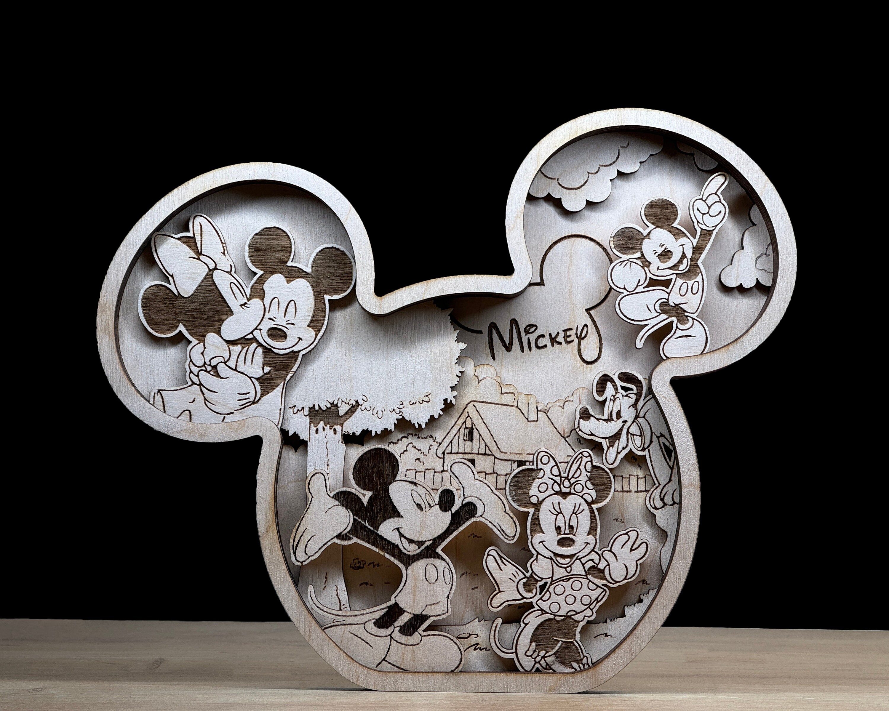 Mouse Head, Laser Cut Files - 6 Layer Art Piece for