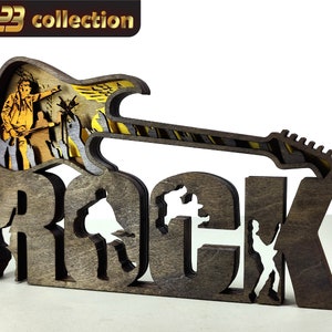 Rock 3D, Guitar cut svg Home decor, Multilayer model, Laser cut files - 6 Layer Art Piece for Glowforge