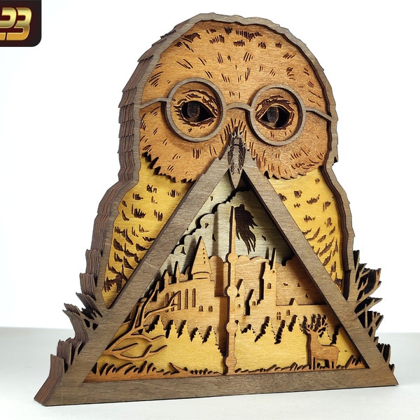 Owl SVG, Laser ready files - 7 Layer Art Piece for Glowforge