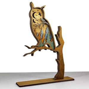 Owl SVG, Laser cut fles - 6 Layer Art Piece for Glowforge - Multi-layer