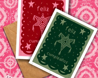 Feliz Cumpleaños Card, Happy Birthday, Spanish Card, Greeting cards, Spanglish, Mexican, Latino, Piñata, Birthday Card, Spanish, Latina