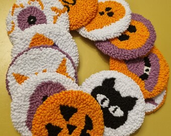 Halloween Car Coasters, Set of 2 Car Coasters, Spooky Car Coaster, Halloween Decor, Handmade Spooky Halloween Gift, Halloween Ghost Coaster