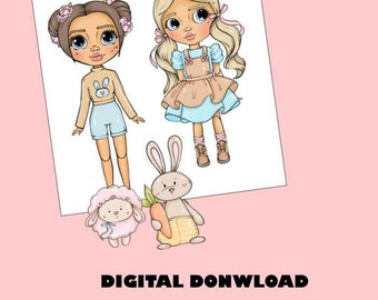 Fröhliche Ausmalseiten Papierpuppe verkleiden sich Papierpuppe ruhige Buchseiten Aktivität für Kinder Malvorlagen Paperdoll Coloring Pages. Osterpuppe