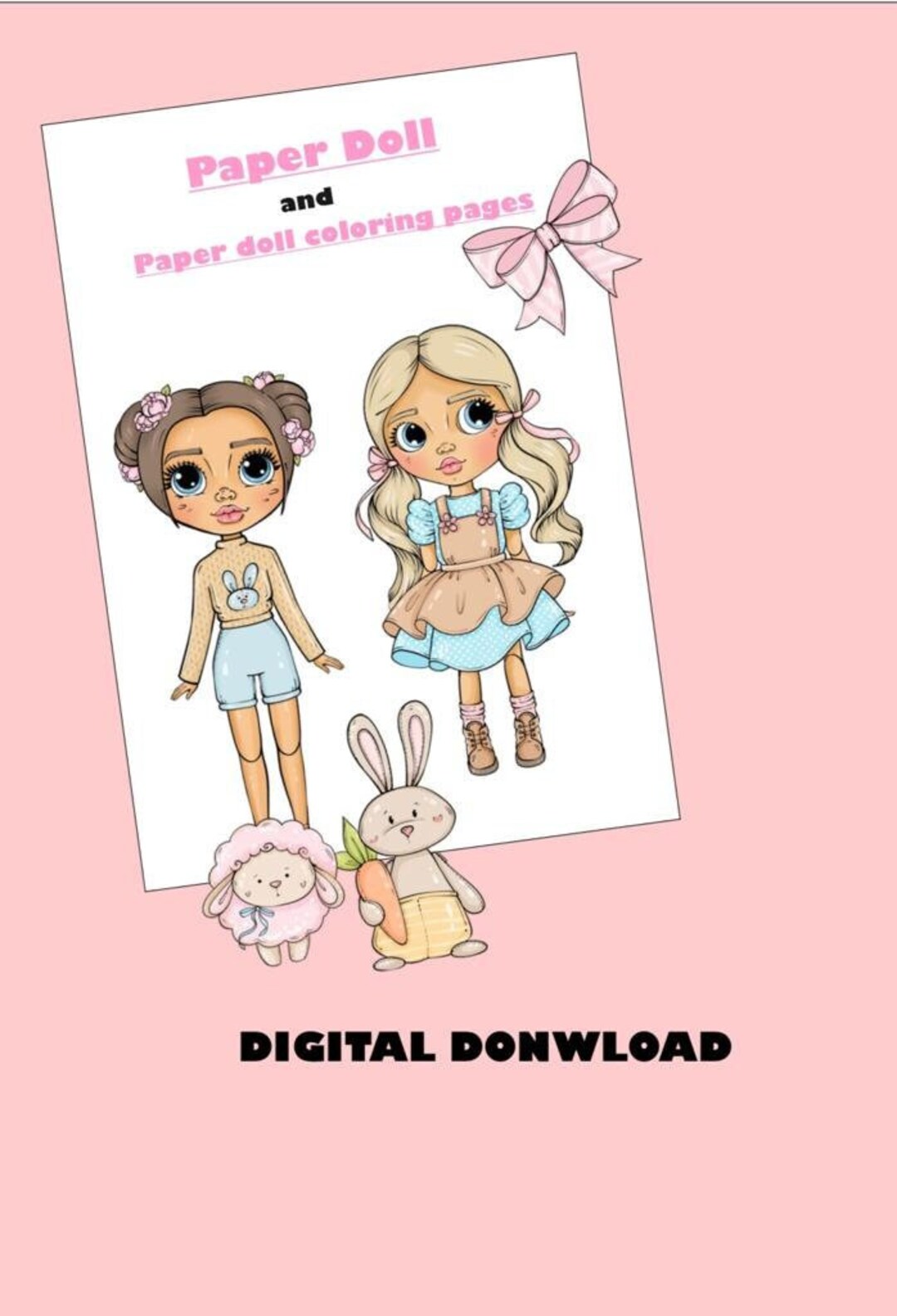 Cheerful Coloring Pages Paper Doll Dress up Paper Doll Quiet Book Pages