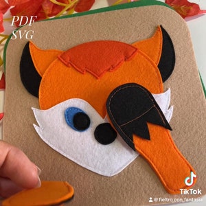 Animals Quiet book pattern PDF & Tutorial, Fox, Felt activity book pages pattern svg, Quiet book sewing ideas for toddler 1, 3 year old